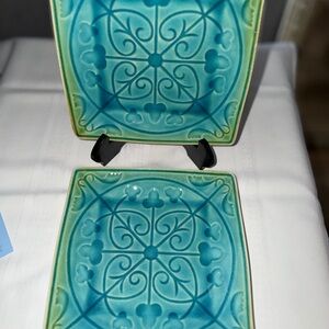 Set of 2 Vintage Roscher Stoneware Dinner Plates.